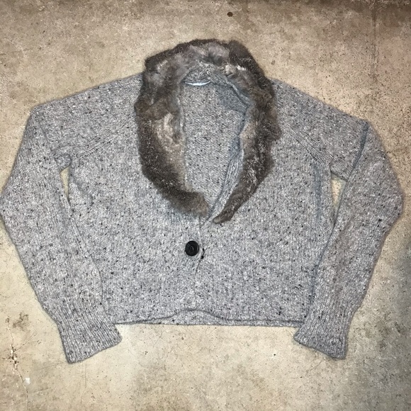 MaxMara Sweaters - Max Mara faux fur Cardigan Sweater